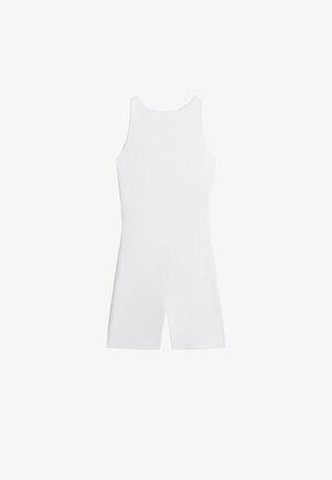 OYSHO, EMBROIDERED COMFORTLUX SHORT JUMPSUIT - Combinaison - white
