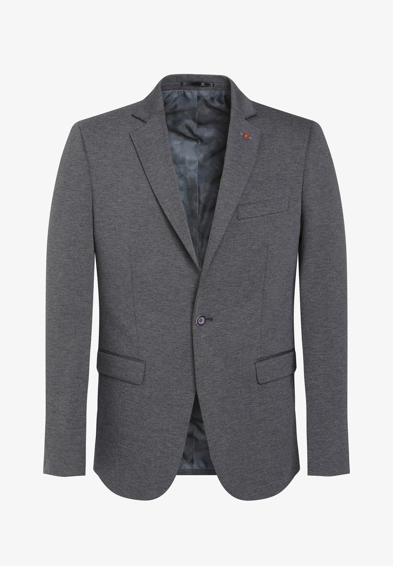 Hallhallane bleiser tekstuuriga kangast, sälkidega kraega, kahe esipocketiga ja ühe nupuga kinni pandud. Vooderdatud mustrilise sisuga.