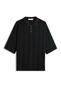 TEXTURED OPENWORK - Poloshirt - black