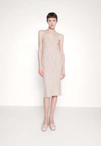 pure cashmere - PATTERNED  - Gebreide jurk - oatmeal Miniatuurafbeelding 1