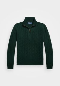 CABLE-KNIT CASHMERE QUARTER-ZIP JUMPER - Vesta - moss agate