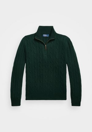 Polo Ralph Lauren CABLE-KNIT CASHMERE QUARTER-ZIP JUMPER - Pullover - moss agate