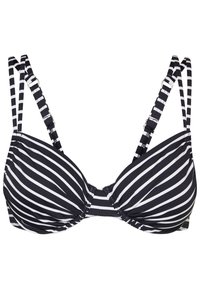 Čierno-biele pruhované bikiny s nastaviteľnými ramienkami a podloženým drôtikom. Disponujú zbieraným stredom pre lepší tvar.