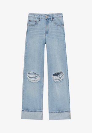 HIGH WAIST WITH TURN-UP HEMS - Jeansy Dzwony - stone blue denim