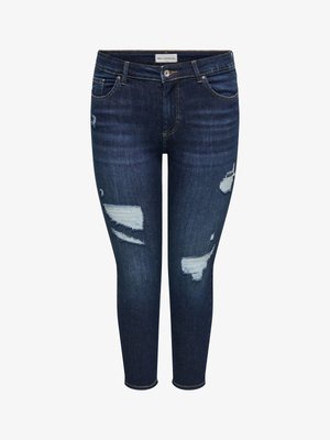 ONLY Carmakoma, Skinny fit CARWILLY Mid waist Ankle length - Blugi skinny fit - dark blue denim