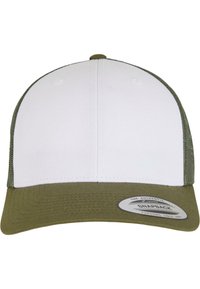 Flexfit RETRO TRUCKER - Lippalakki - mossgreen white olive