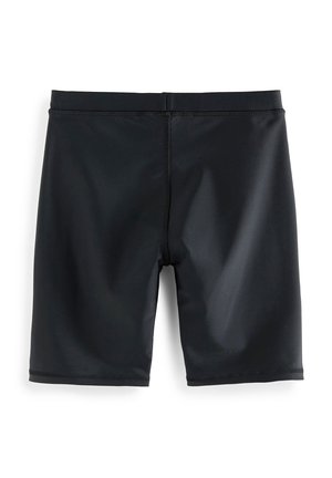 Zwarte zwemshorts van glad, rekbaar materiaal. Voorzien van een elastische tailleband en platlock naden voor comfort en duurzaamheid.