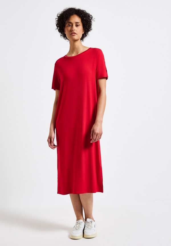 MIT SCHLITZDETAIL - Jerseykleid - rot