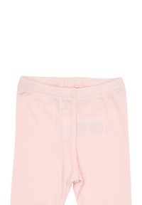 Růžové žebrované legíny s elastickým pasem, které mají měkkou texturu a přiléhavý střih, ideální pro pohodlné nošení.