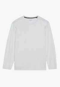 Witte lange mouwen t-shirt van zachte stof, met een ronde hals, contrasterende schouderpaneel details en een relaxte pasvorm.