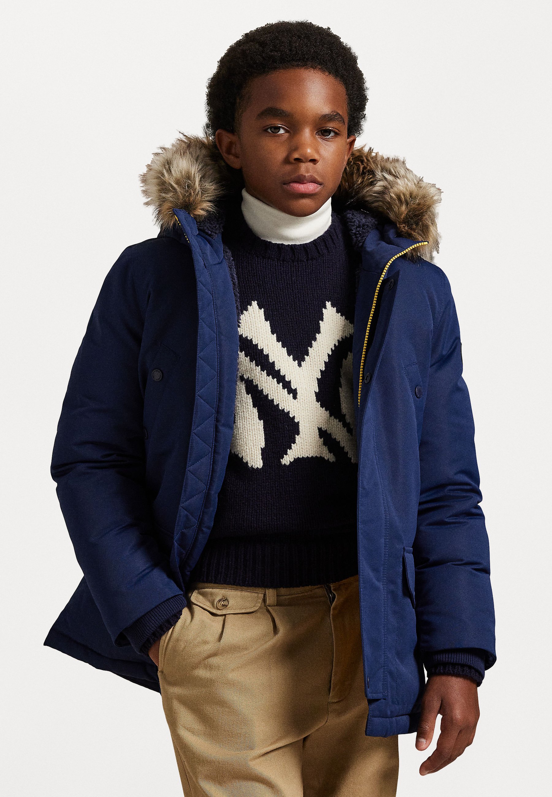 Polo Ralph Lauren FAUX-FUR-TRIM DOWN PARKA - Parka - newport navy