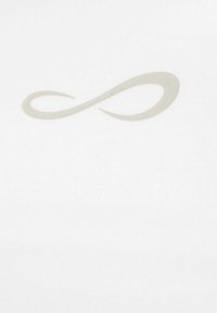Símbolo de infinito en color beige claro centrado sobre un fondo blanco liso.