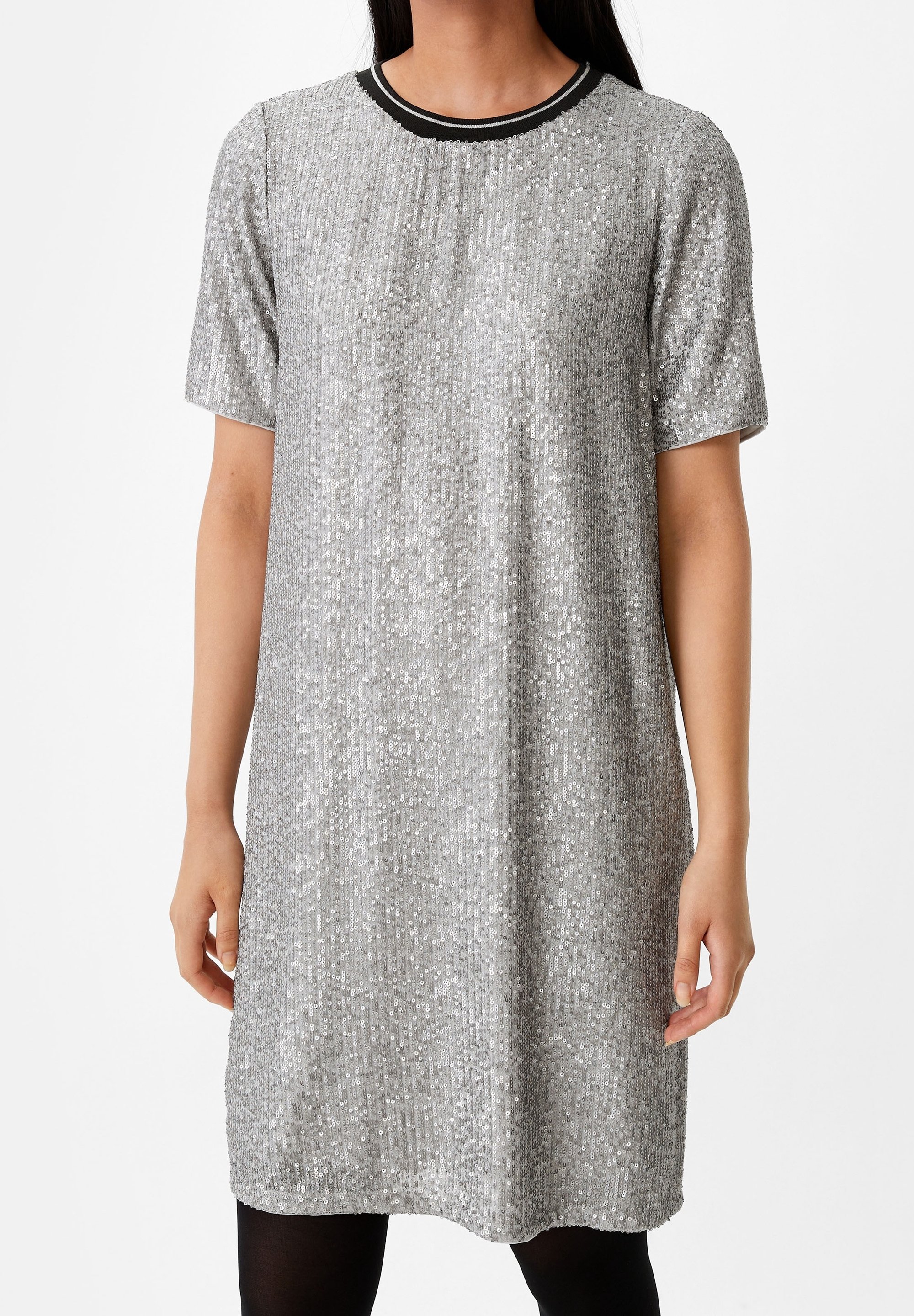 white christmas dresses Quartz Silver Embellished Square-Neck Open-Back Maxi Dress – Club L London main image 0