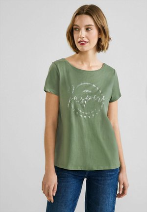 Street One Maglietta Donna LS_partprint - Colore Soft Grass Green, Taglia 48, Manica Lunga, Stile Casual