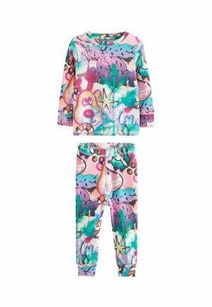 Zweiteiliges Schlafanzugset mit buntem Graffiti-Druck. Langärmliges Oberteil mit Rundhalsausschnitt; passende Hose. Hergestellt aus weichem, elastischem Stoff.