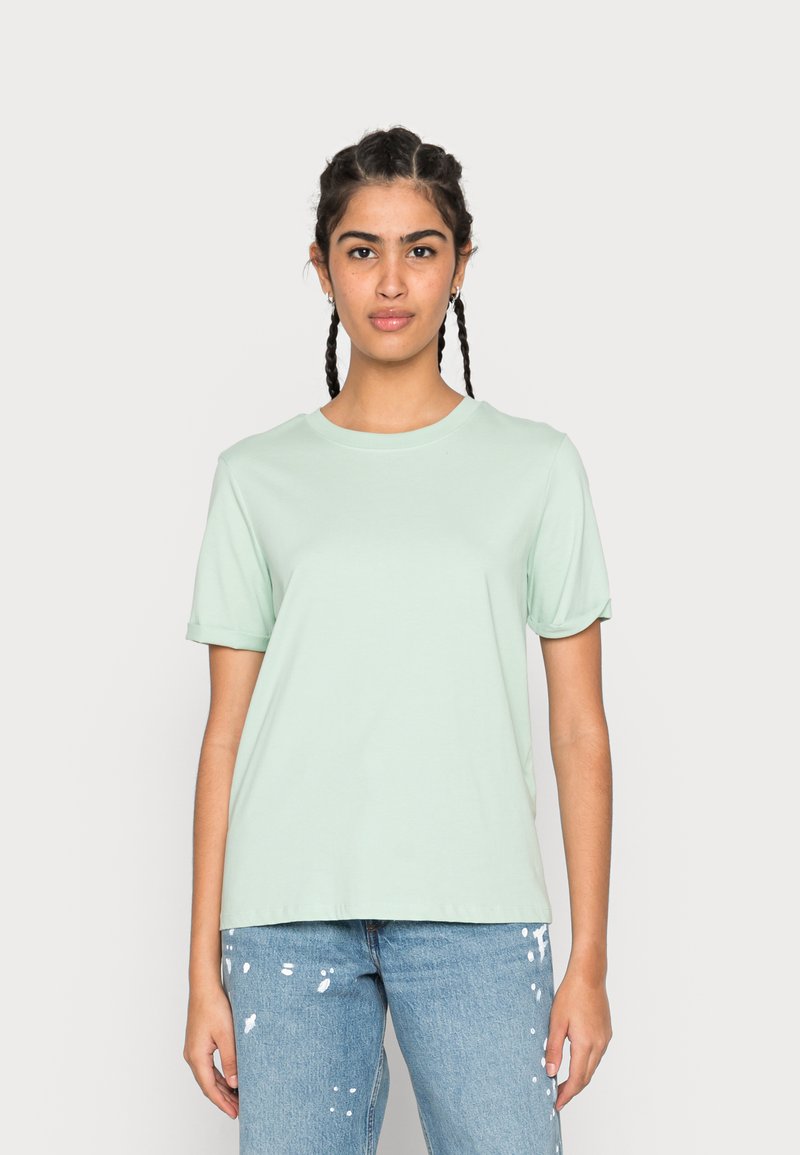 Pieces PCRIA FOLD UP SOLID TEE - T-shirt básica - silt green