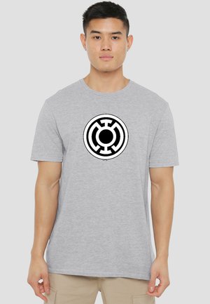 Cotton Soul, GREEN LANTERN BLUE LANTERN LOGO - Print T-shirt - mottled light grey
