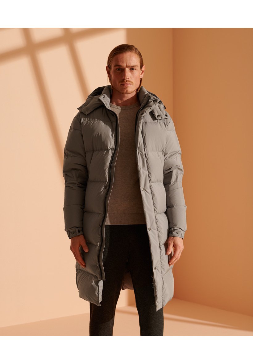 mens knee length down coat