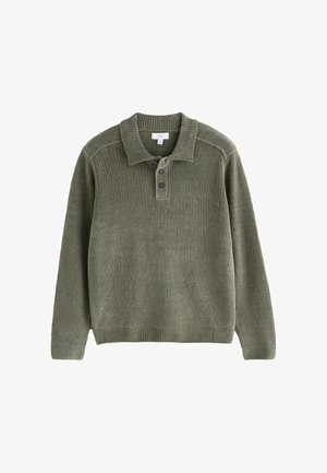 Next, CHENILLE RIB POLO SHIRT - Striktrøje - sage green