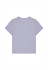 Korte mouw lilac T-shirt met een ronde hals, gemaakt van zacht katoen, met een eenvoudige, effen kleur zonder patronen of versieringen.
