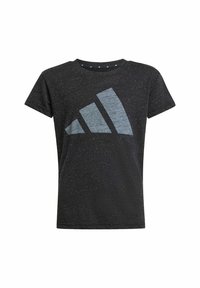 Čierne bavlnené tričko s veľkým šedým logom Adidas na prednej strane. Krátke rukávy a design s okrúhlym výstrihom. Textúrovaná, škvrnitá tkanina.