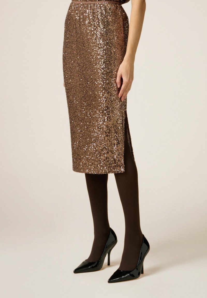 Oltre IN PAILLETTES - Gonna a tubino - marrone