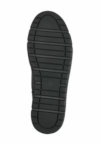 Semelle de chaussure en caoutchouc noir avec des motifs de semelle horizontaux et verticaux. Taille marquée comme 37. Surface texturée pour une adhérence et une durabilité.