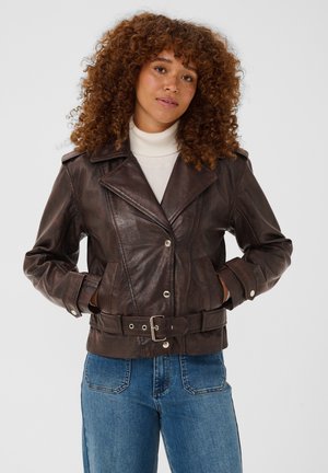 Kaffe, Veste en cuir - rusty black