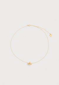 Βραχιόλι με αλυσίδα από χρυσό, με κεντρικό σχέδιο διπλής καρδιάς και μικρές διαφανείς πέτρες, με ρυθμιζόμενο μήκος και κούμπωμα τύπου αστακός.