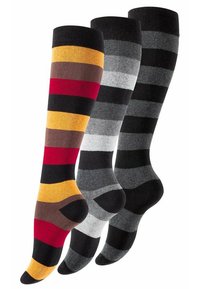 3 PAAR MIT BLOCKSTREIFEN - Chaussettes hautes - bunt