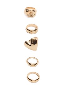 SET OF 5 FLOWER AND HEART  - Ring - gold-coloured