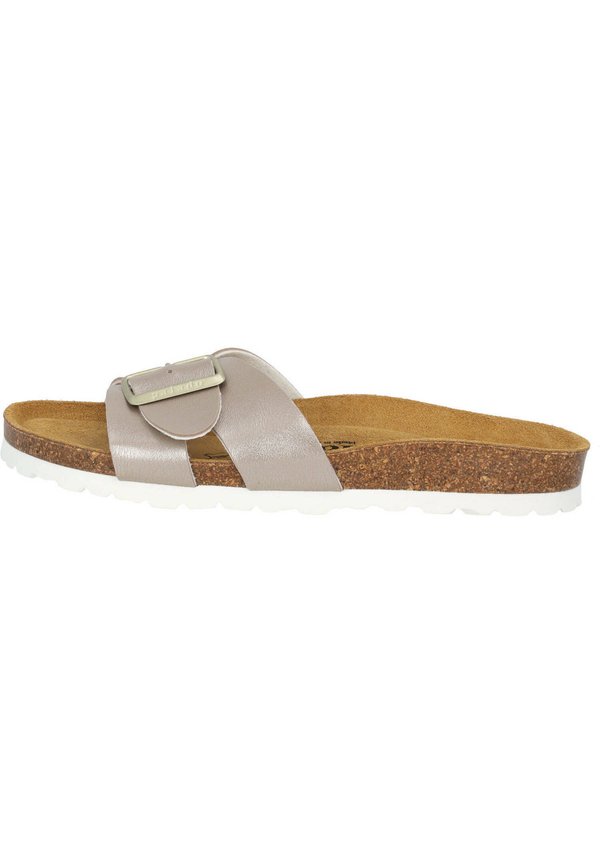 TINOS - Pantolette flach - grau beige metallic