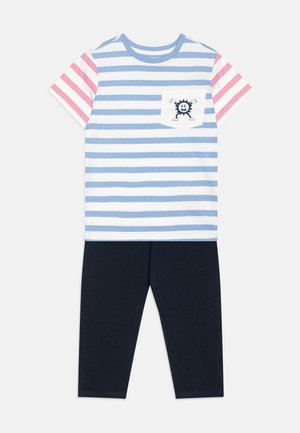 T-SHIRT AND 3/4 LEGGINGS SET - Shorts - dark blue/white