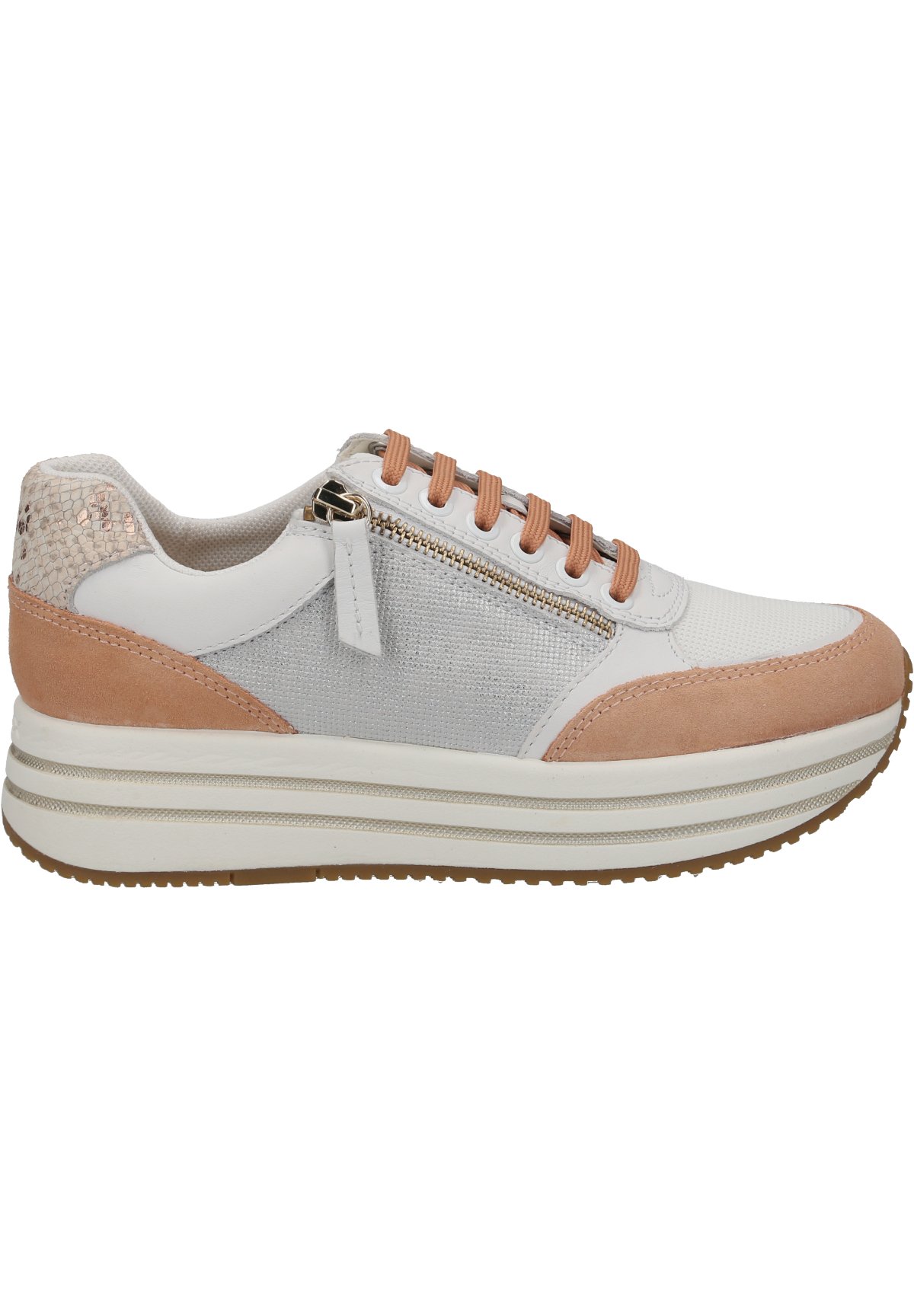 Geox Damen Sneaker 'Kency A' – Mit Seitlichem Reißverschluss, Hoher Sohle, Aus Nubukleder