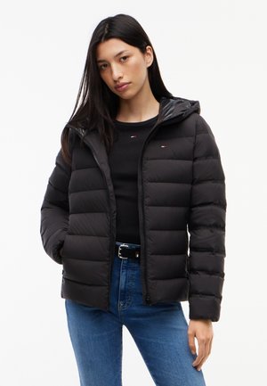 Tommy Jeans, SLIM HOOD - Páperová bunda - black