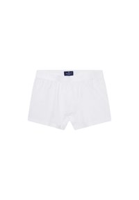 Boxers en coton blanc avec une taille élastique. Présente un petit logo navy au centre devant. Texture lisse et coupe classique.