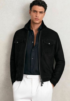 REGULAR FIT - PIKE ZIP THROUGH - Ādas jaka - black