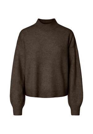 Pieces, PCMALOU LS HIGH NECK KNIT PWP BC - Pullover - hot fudge