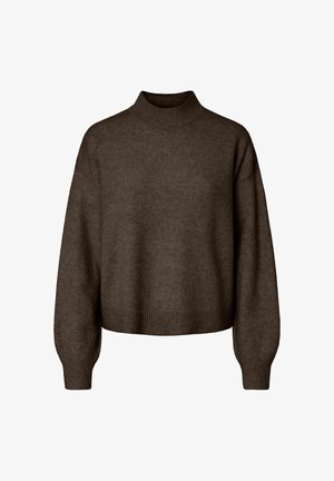 Pieces, PCMALOU LS HIGH NECK KNIT PWP BC - Pullover - hot fudge
