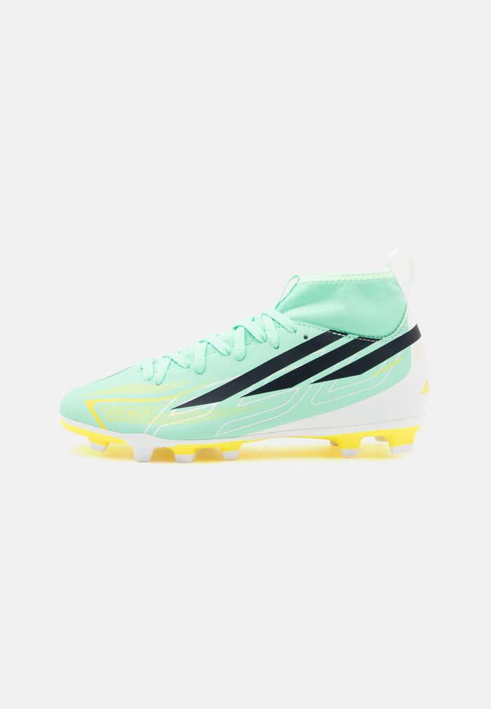 adidas F50 HYPERFAST CLUB MID FIRM GROUND MULTI GROUND KIDS UNISEX - Football boots artificial grass - pulse mint/night navy/solar lemon