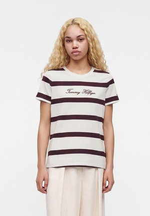 Tommy Hilfiger SCRIPT  - Μπλουζάκι με στάμπα - ecru/deep burgundy