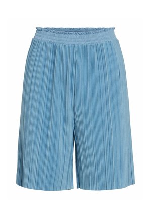 VILA, HIGH WAISTED SHORTS VIPLIS PLEATED - Lühikesed püksid - blue shadow