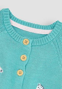JoJo Maman Bébé BUNNY APPLIQUE PET IN POCKET - REGULAR FIT - Kardigan - duck egg blue safari animals
