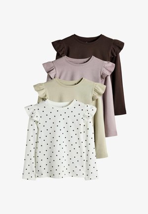 THE SET, 4 PACK LONG SLEEVE FRILL SHOULDER JERSEY T-SHIRTS - Langarmshirt - chocolate brown spot purple green