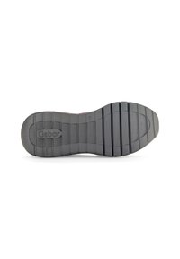 Black rubber shoe sole with horizontal and vertical tread patterns; features raised logo "Gabor" and textured grip for traction.