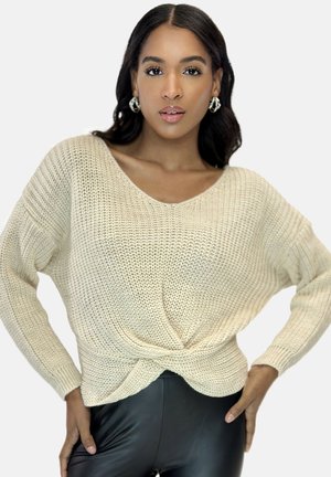 STRICKPULLOVER - Stickad tröja - beige