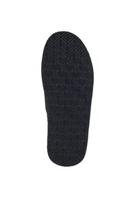 Black rubber sandal outsole with a textured diamond pattern and circular grip nodules, featuring a smooth edge and contoured shape.