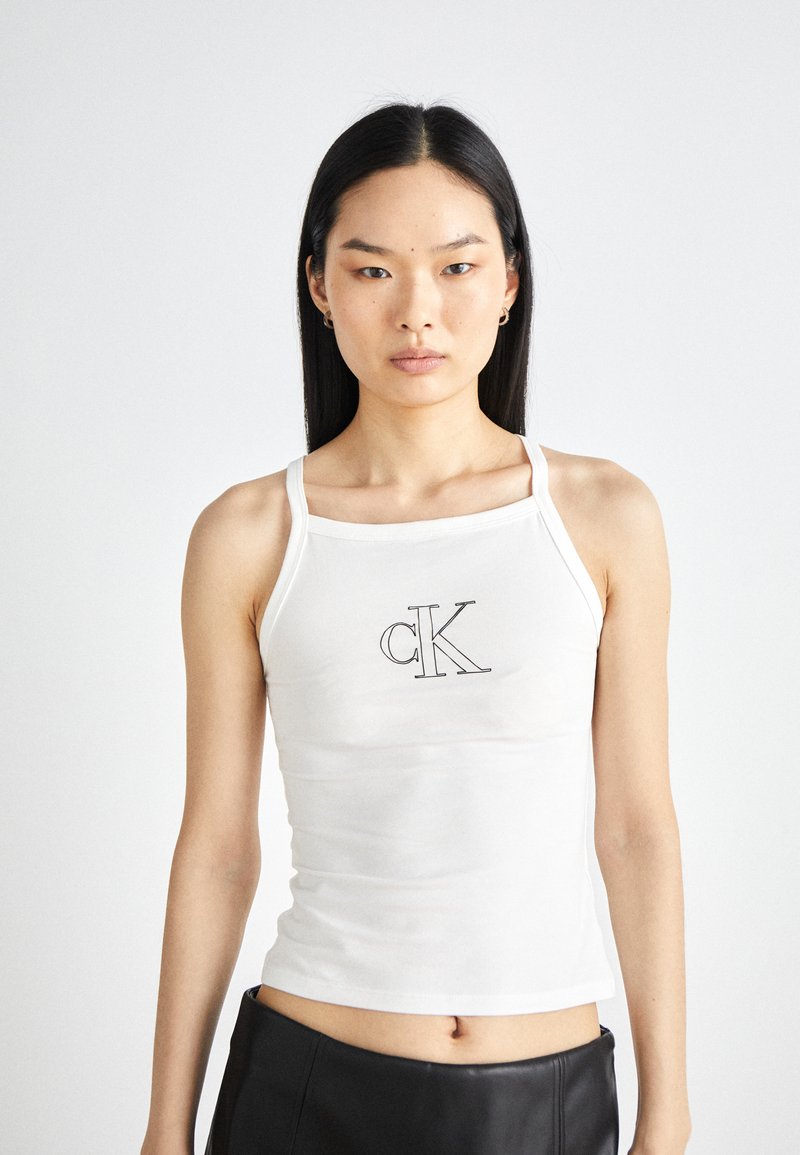 Calvin Klein Jeans OUTLINED STRAPPY TANK - Débardeur - bright white