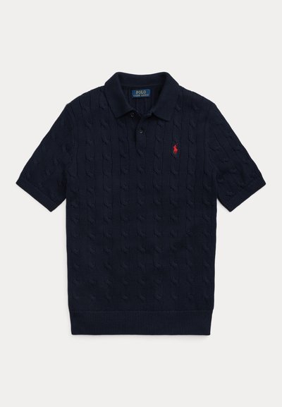 Polo Ralph Lauren CABLE KNIT COTTON POLO COLLAR SWEATER - Polo shirt - hunter navy