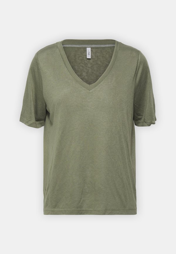 ONLELISE V-NECK - Basic T-shirt - khaki2